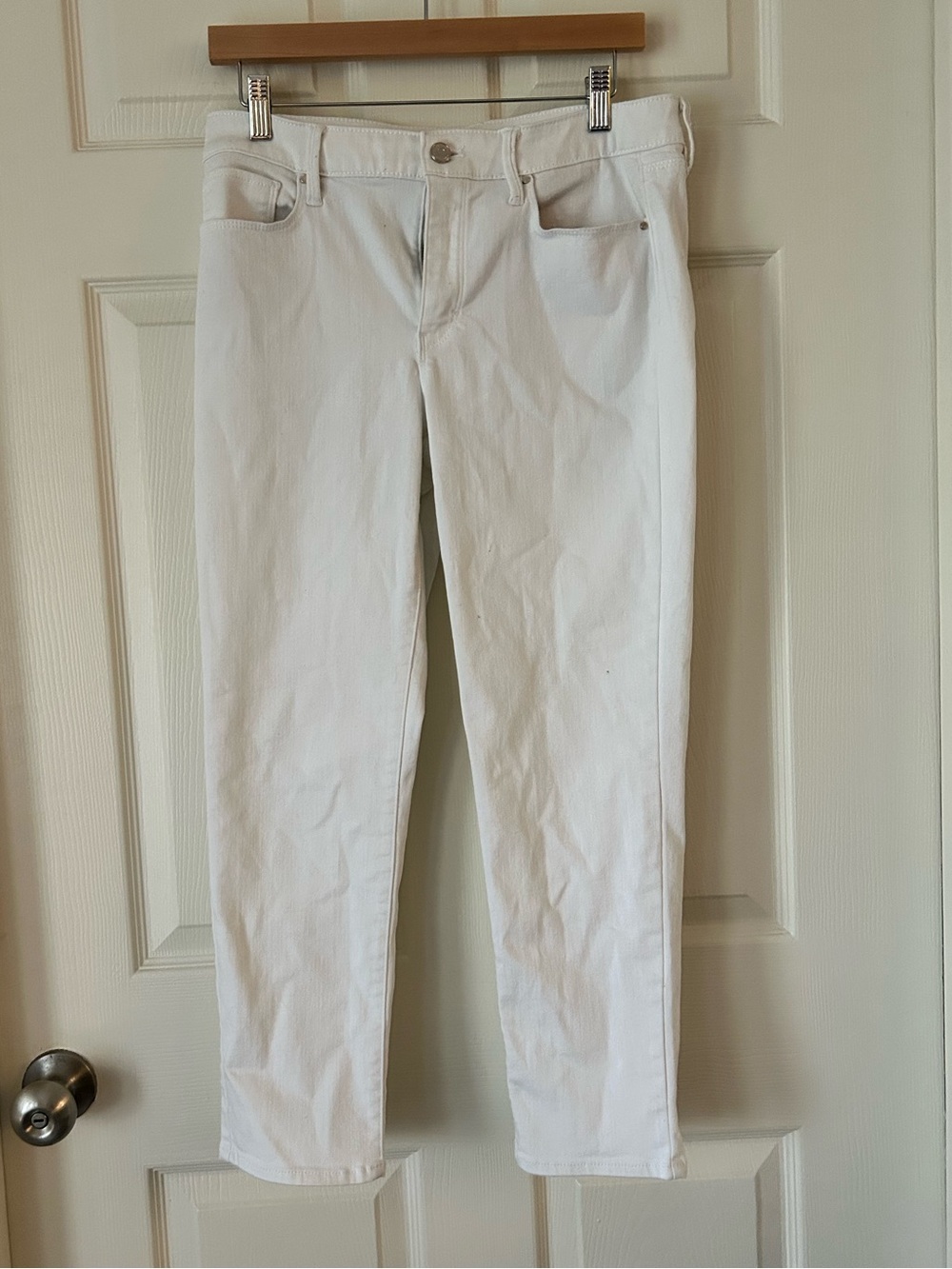 White House Black Market White Mid Rise Slim Crop Ankle Jeans Stretch Size 8